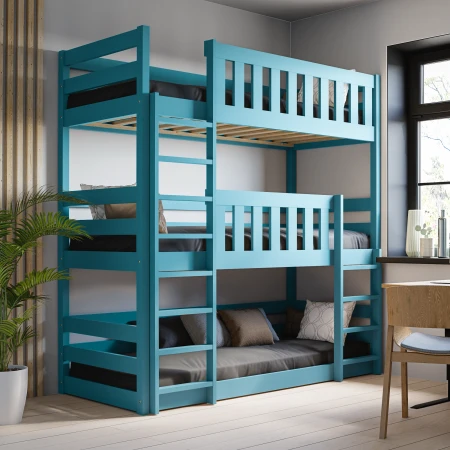 Jasnoniebieskie łóżko piętrowe Cozy Nest w aranżacji pokoju dziecięcego