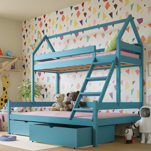 Przejdź do produktu Łóżko piętrowe z daszkiem 3-osobowe Paris - Kolor