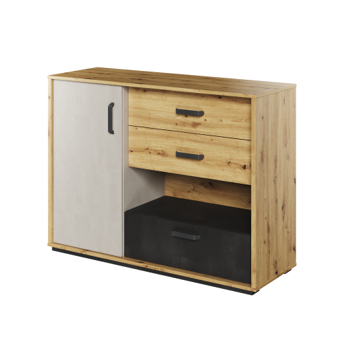 Przejdź do produktu Komoda Qubic - Dąb Artisan, Silk Flou