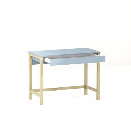 Konsola NORA z otwartą szufladą - w kolorze Surf Blue z nogami w kolorze sosny