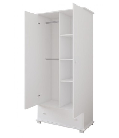 Szafa z szufladą do pokoju dziecka STARS BABY w kolorze białym z dekoracyjną gwiazdką - Wnętrze