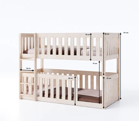 Wymiary łóżka piętrowego Utrecht Loft II o wysokości 147 cm