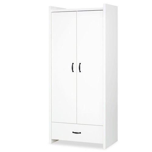 Przejdź do produktu Szafa dziecięca AMELIA biała – z szufladą, półkami i drążkami, 84x190 cm