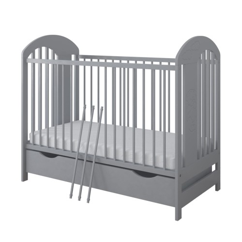 Przejdź do produktu Szare Łóżeczko Niemowlęce Teddy 120x60  bezpieczne i funkcjonalne