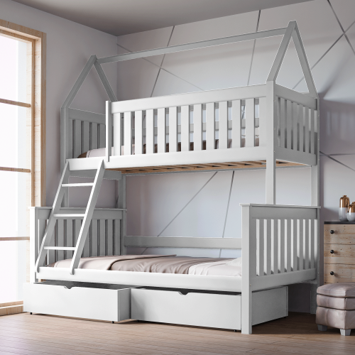 Przejdź do produktu Łóżko piętrowe z daszkiem 3-osobowe Boston - Białe