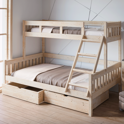 Przejdź do produktu Łóżko piętrowe 3-osobowe Nicea - Sosna