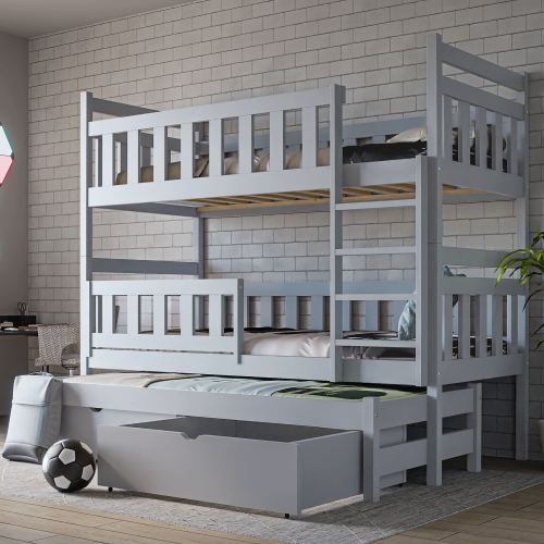 Przejdź do produktu Łóżko piętrowe 3-osobowe Porto - Białe