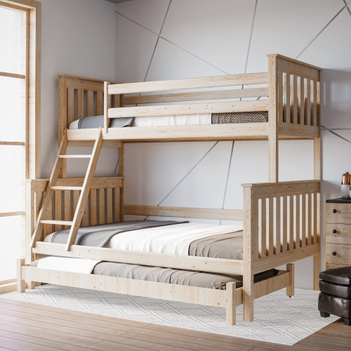 Przejdź do produktu Łóżko piętrowe 3-osobowe z wysuwanym łóżkiem Dallas -  wybór koloru