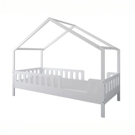 Łóżko w stylu domku 160x80 MINI HOME, do pokoju dziecięcego, w kolorze Białym