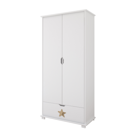 Szafa z szufladą do pokoju dziecka STARS BABY w kolorze białym z dekoracyjną gwiazdką - Perspektywa