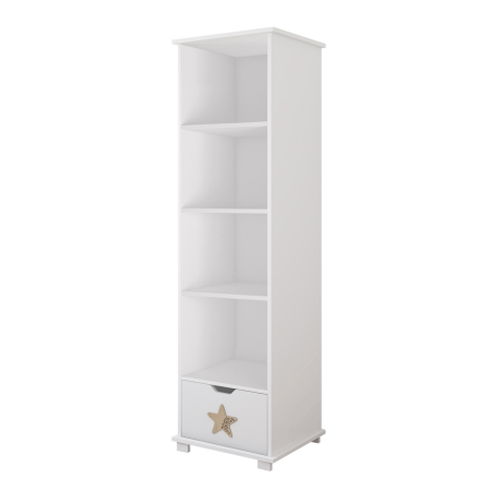 Regał z szufladą do pokoju dziecka STARS BABY w kolorze białym z dekoracyjną gwiazdką - Perspektywa