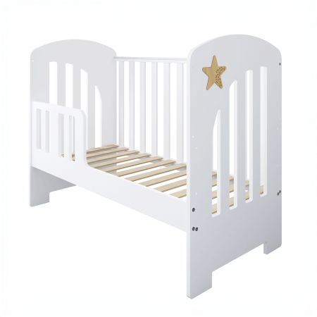 Łóżeczko-Tapczanik z barierką STARS BABY w kolorze białym z dekoracyjną gwiazdką - Perspektywa