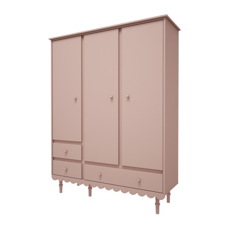 Szafa 3-drzwiowa z szufladami do pokoju dziecięcego lub młodzieżowego w kolorze różowym - Perspektywa