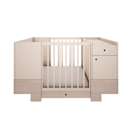 Łóżeczko wielofunkcyjne do pokoju dziecięcego w kolorze Piaskowy beż i Buk