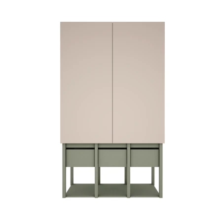Szafa 2-drzwiowa Tweens z szufladami do pokoju dziecięcego lub młodzieżowego w kolorze Eukaliptus + Piaskowy Beż