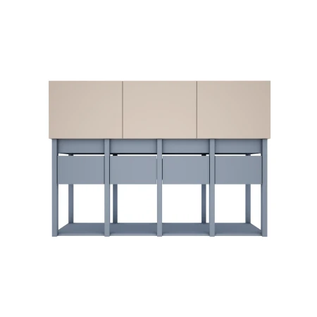 Komoda Tweens z szufladami i szafkami do pokoju dziecięcego lub młodzieżowego w kolorze Zgaszony Niebieski + Piaskowy Beż