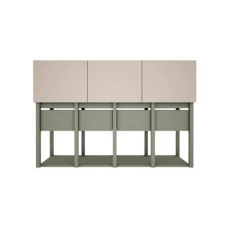 Komoda Tweens z szufladami i szafkami do pokoju dziecięcego lub młodzieżowego w kolorze Eukaliptus + Piaskowy Beż