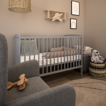 Łóżeczko do pokoju dziecięcego BASIC w kolorze szarym - Aranżacja