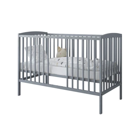 Łóżeczko do pokoju dziecięcego z wyjętymi szczebelkami BASIC w kolorze szarym