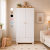 Szafa 2-drzwiowa z szufladą do pokoju dziecięcego MIŚ. Szafa w kolorze białym z dodatkami i uchwytami w kolorze dębu