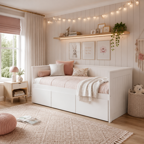 Przejdź do produktu Sofa - Łóżko dla dziecka STELLA 90x200  z 3 pojemnymi szufladami 