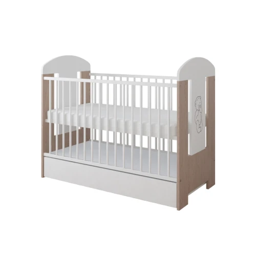 Przejdź do produktu Łóżeczko 120x60 BEAR - Biały-dąb