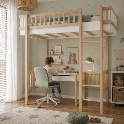 Przejdź do produktu Antresola wysoka 200x90 do pokoju dziecięcego Basic - Biała