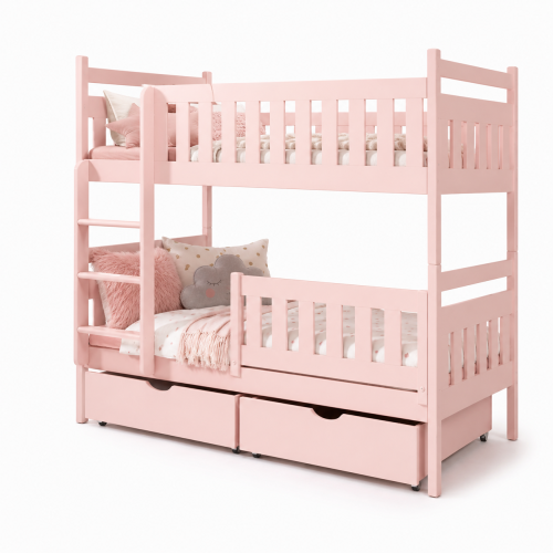 Przejdź do produktu Łóżko piętrowe HENRY z wysokimi barierkami – drewniane łóżko dla dzieci