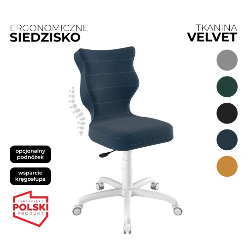 Przejdź do produktu Krzesło obrotowe dla dziecka Petit Velvet – Biała konstrukcja | Wybór koloru siedziska