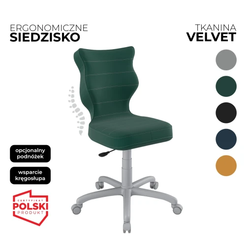 Przejdź do produktu Krzesło obrotowe dla dziecka Petit Velvet – Szara konstrukcja | Wybór koloru siedziska