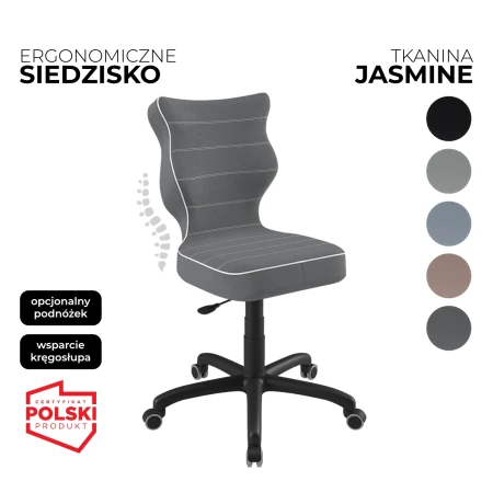 krzesło obrotowe dla dziecka petit jasmine szare siedzisko i czarna konstrukcja - 5 kolorów siedziska do wyboru