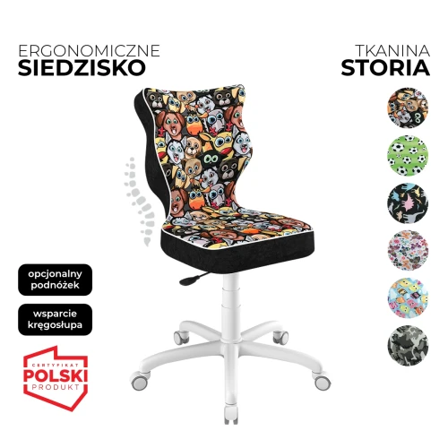 Przejdź do produktu Krzesło obrotowe dla dziecka Petit Storia – Biała konstrukcja | Wybór wzoru siedziska