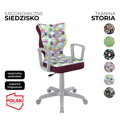 Przejdź do produktu Krzesło obrotowe dla dziecka Norm Storia – Szara konstrukcja | Wybór wzoru siedziska