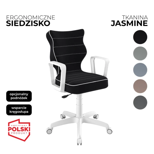 Przejdź do produktu Krzesło obrotowe dla dziecka Norm Jasmine – Biała konstrukcja | Wybór wzoru siedziska