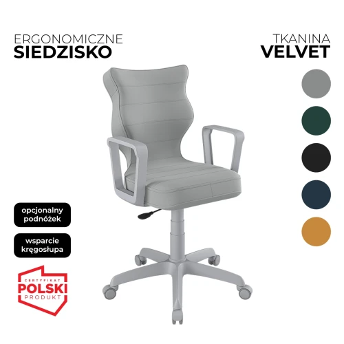 Przejdź do produktu Krzesło obrotowe młodzieżowe Norm Velvet – Szara konstrukcja | Wybór koloru siedziska