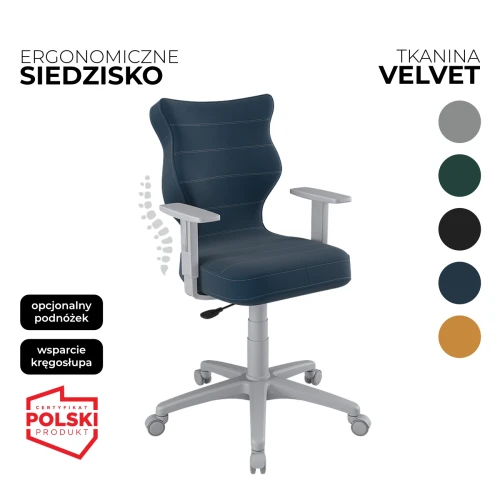 Przejdź do produktu Krzesło obrotowe młodzieżowe Duo Velvet – Szara konstrukcja | Wybór koloru siedziska