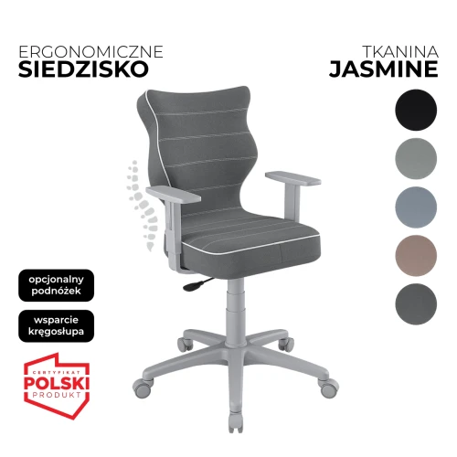 Przejdź do produktu Krzesło obrotowe młodzieżowe Duo Jasmine – Szara konstrukcja | Wybór koloru siedziska