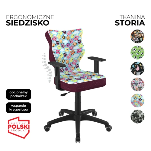 Przejdź do produktu Krzesło obrotowe młodzieżowe Duo Storia – Czarna konstrukcja | Wybór wzoru siedziska