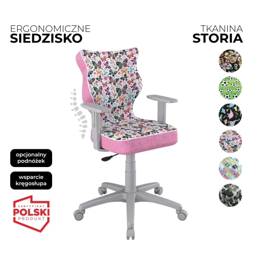 Przejdź do produktu Krzesło obrotowe młodzieżowe Duo Storia – Szara konstrukcja | Wybór wzoru siedziska