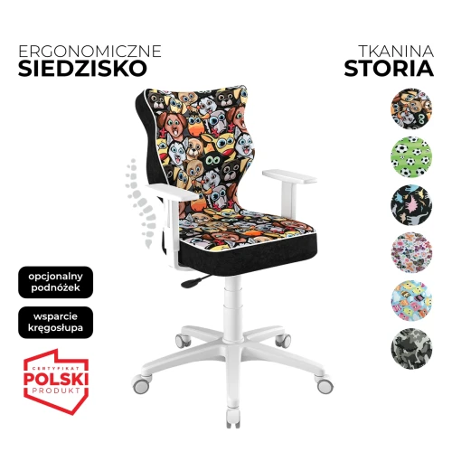 Przejdź do produktu Krzesło obrotowe młodzieżowe Duo Storia – Biała konstrukcja | Wybór wzoru siedziska