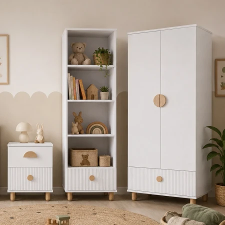 Zestaw LOFT biały - szafa regał szafka nocna (1).jpg