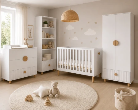 Zestaw LOFT biały - szafa regał komoda łóżeczko (1).jpg