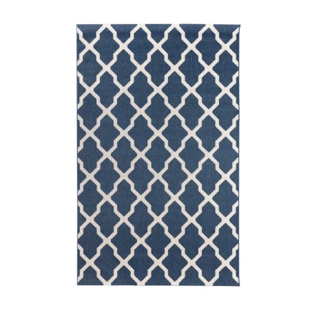 Granatowy dywan Blue Cottage Wool 160x230 cm z geometrycznym wzorem