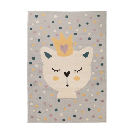 Dywan dziecięcy Royal Kitty 120x170 cm z białym kotkiem w koronie