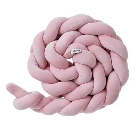 Pudroworóżowy ochraniacz-warkocz do łóżeczka Dusty Pink