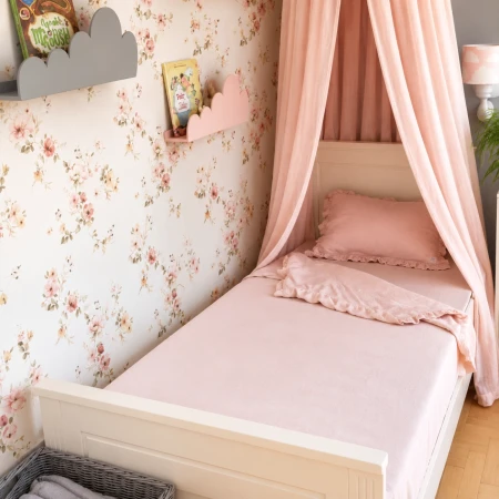 Prześcieradło lniane Dusty Pink na łóżko 90x200 cm