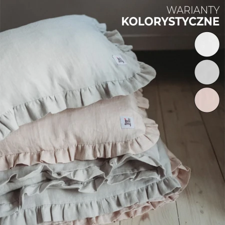 Komplet lnianej pościeli Baby z wypełnieniem i falbanką