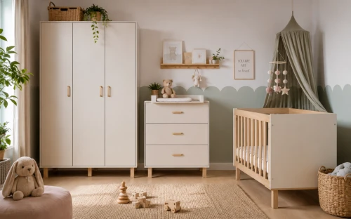 Przejdź do produktu Zestaw mebli niemowlęcych Lorena Baby 3 el. – Szampan – Szafa, Komoda, Łóżeczko