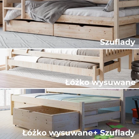 Łóżko domek Verona - Opcje dodatkowe - Szuflady i łóżko wysuwane