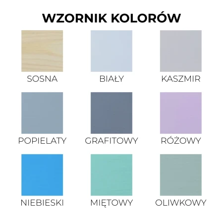 Łóżko na antresoli Amsterdam dostępne w różnych kolorach - Wzornik